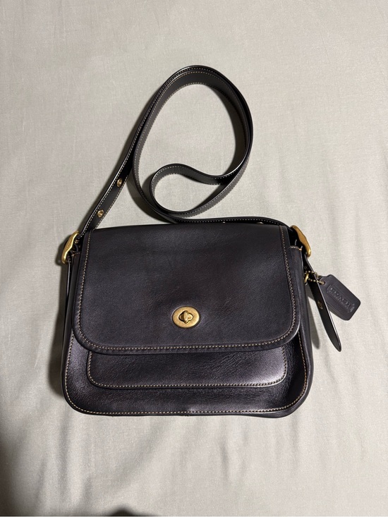 Coach Handbags - Coach Dark Brown Leather Turnlock Crossbody